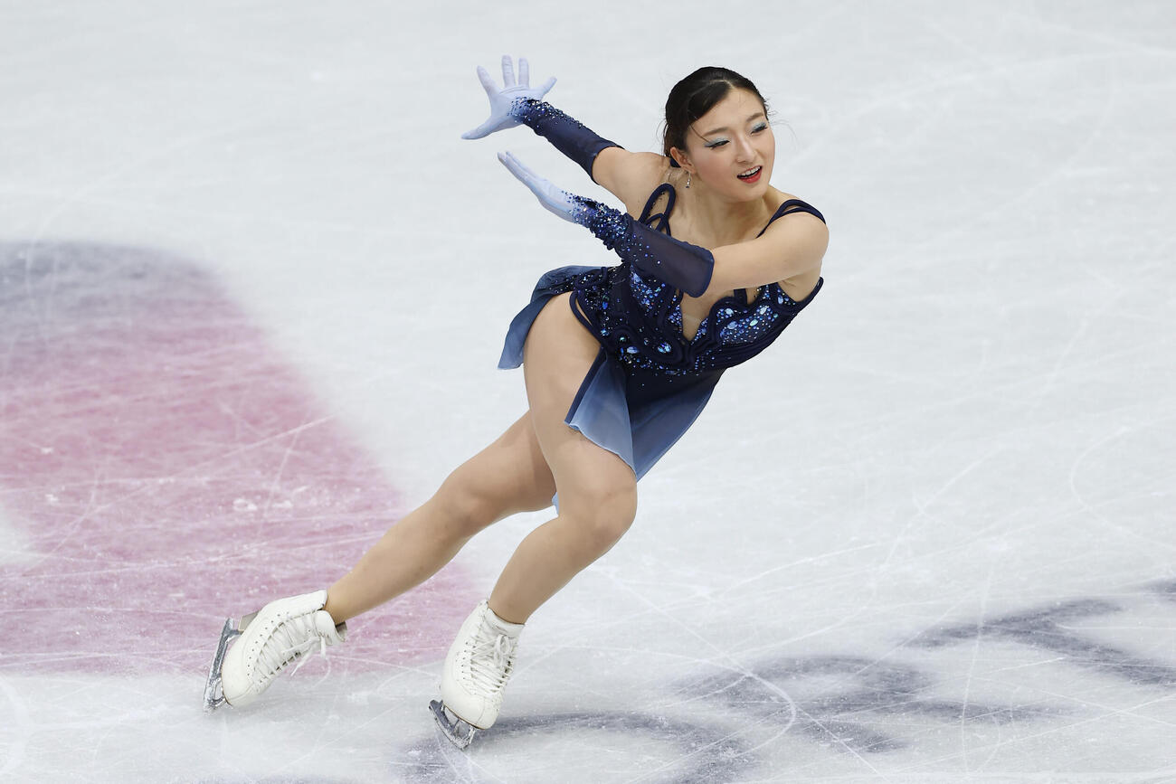 女子SPで演技する坂本花織（撮影・前田充）