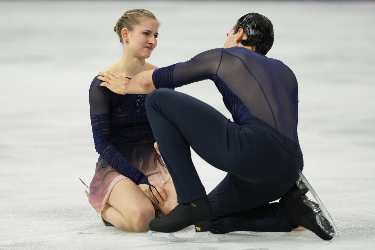 銅メダルを獲得したドイツのミネルバファビエンヌ・ハゼ、ニキータ・ボロディン組のフリー演技（ロイター）