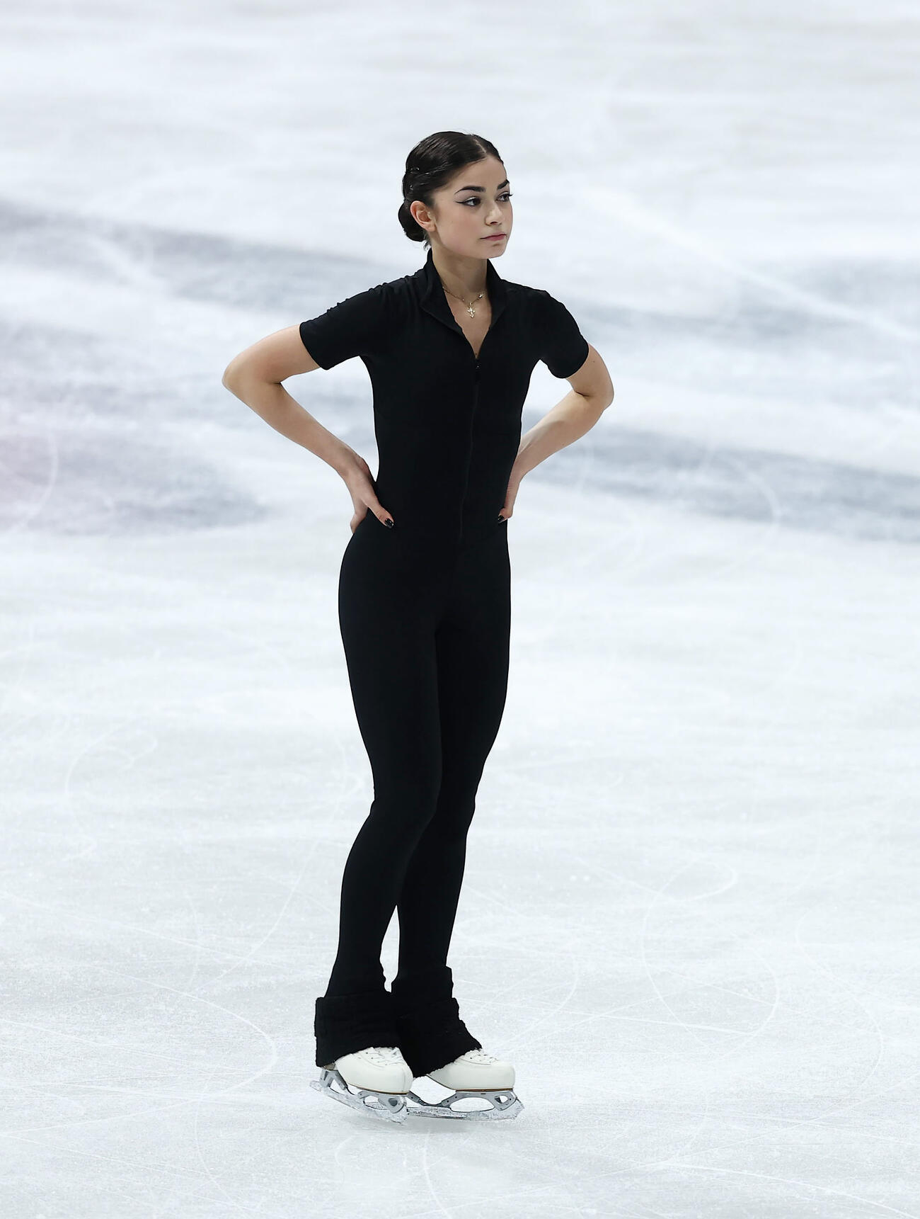 女子フリーに向けた公式練習に臨んだアデリア・ペトロシャン（撮影・前田充）