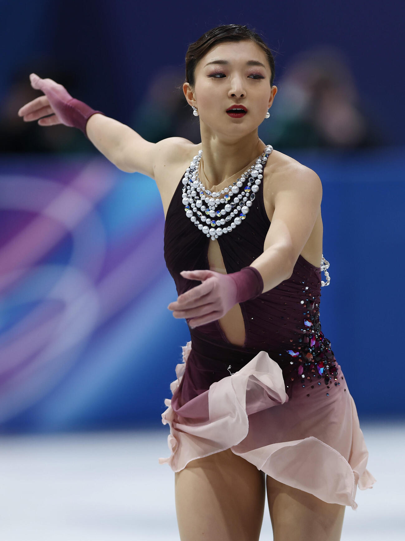 女子フリーで演技する坂本花織（撮影・前田充）