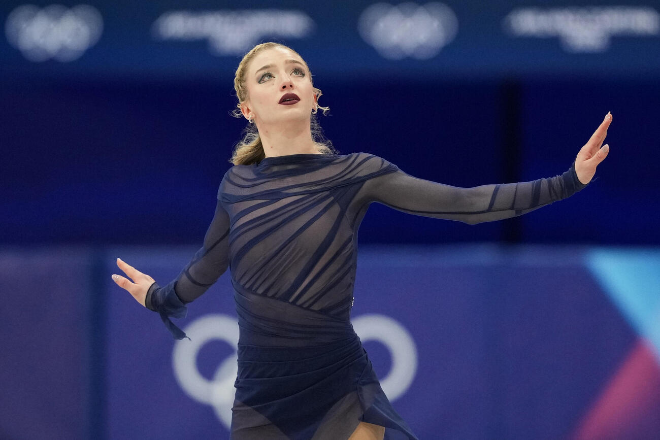フィギュア女子フリー　演技するアンバー・グレン（ＡＰ）