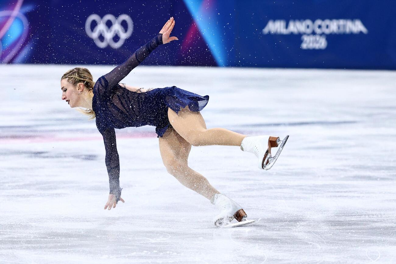 フィギュア女子フリー　演技するアンバー・グレン（ロイター）
