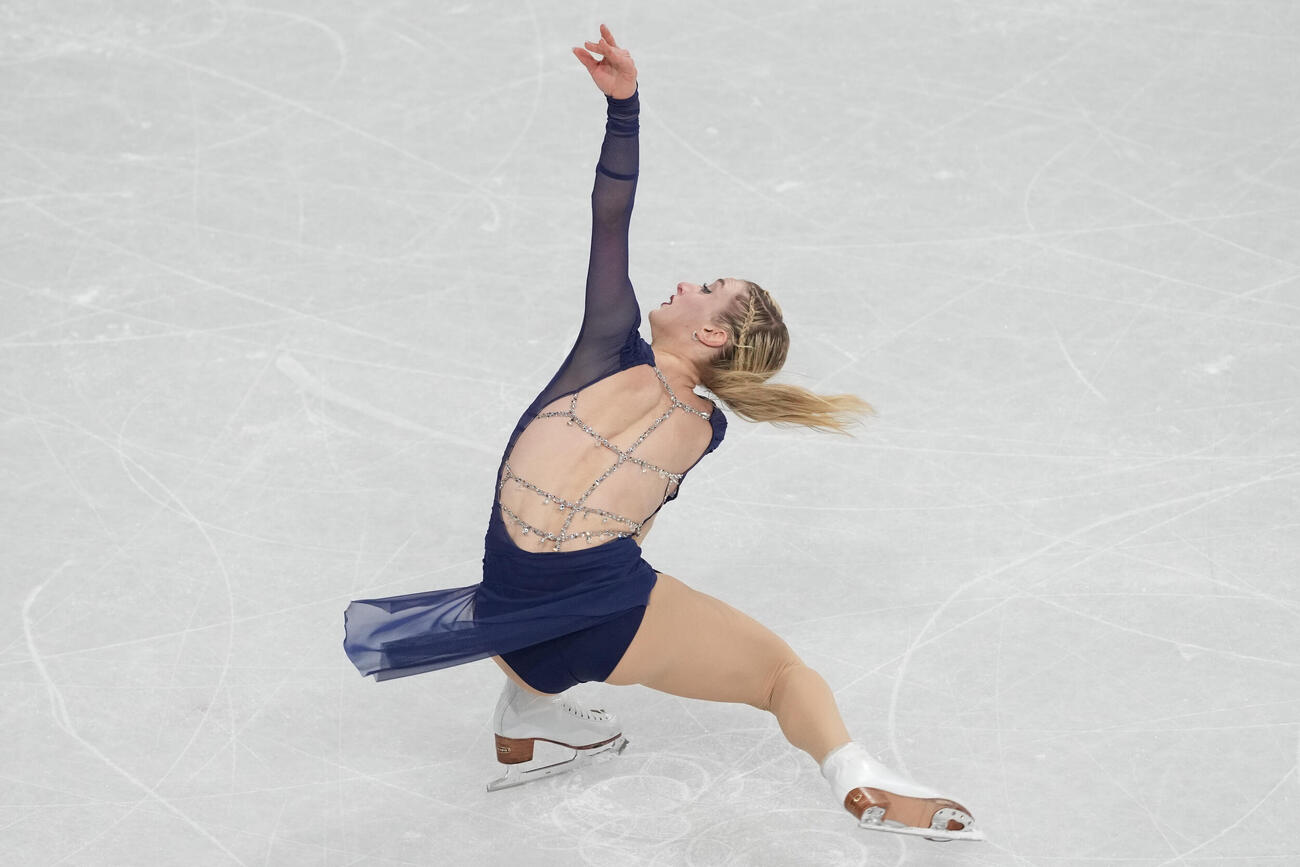 フィギュア女子フリー　演技するアンバー・グレン（ＡＰ）