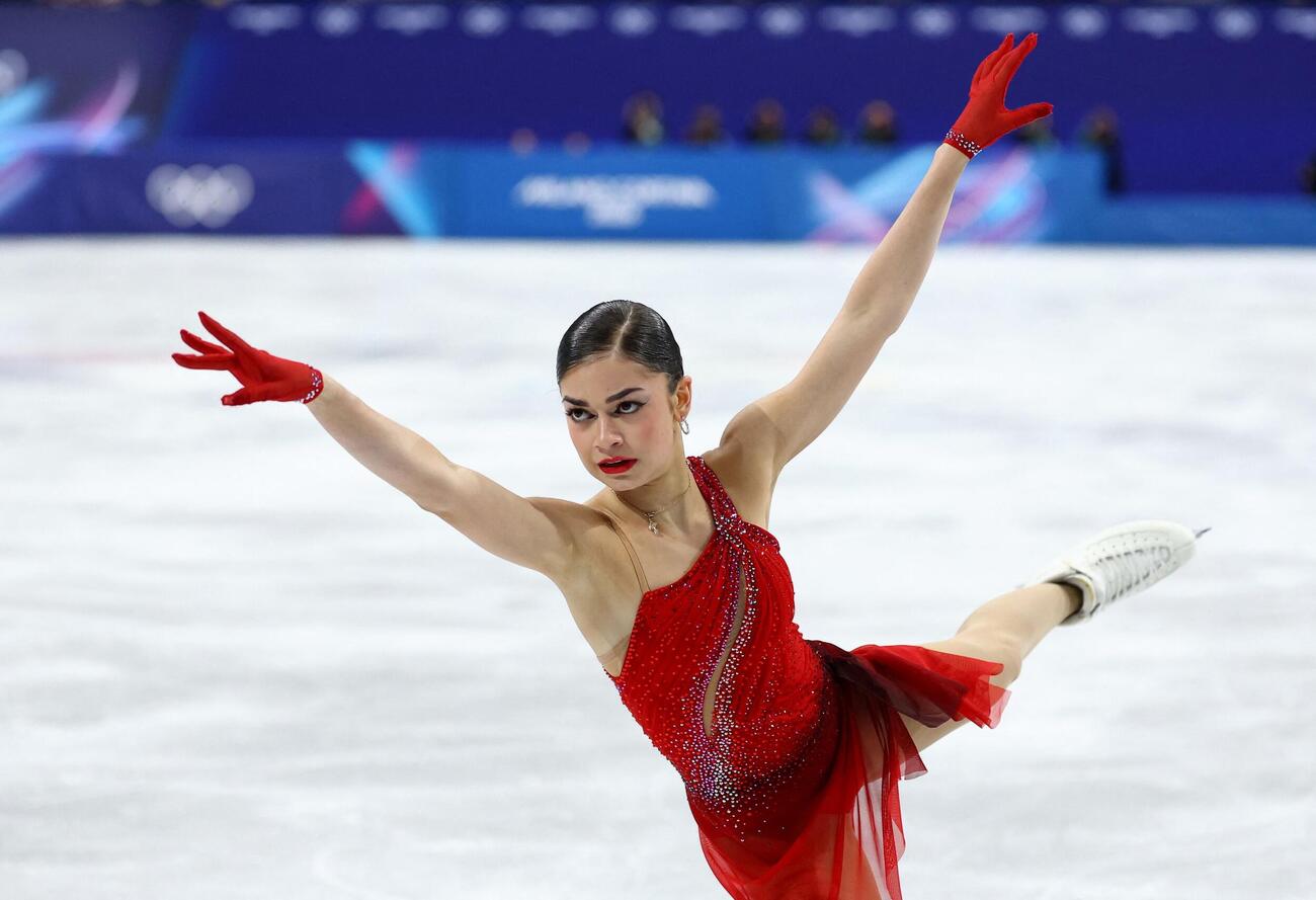 女子フリー　演技するアデリア・ペトロシャン（ロイター）