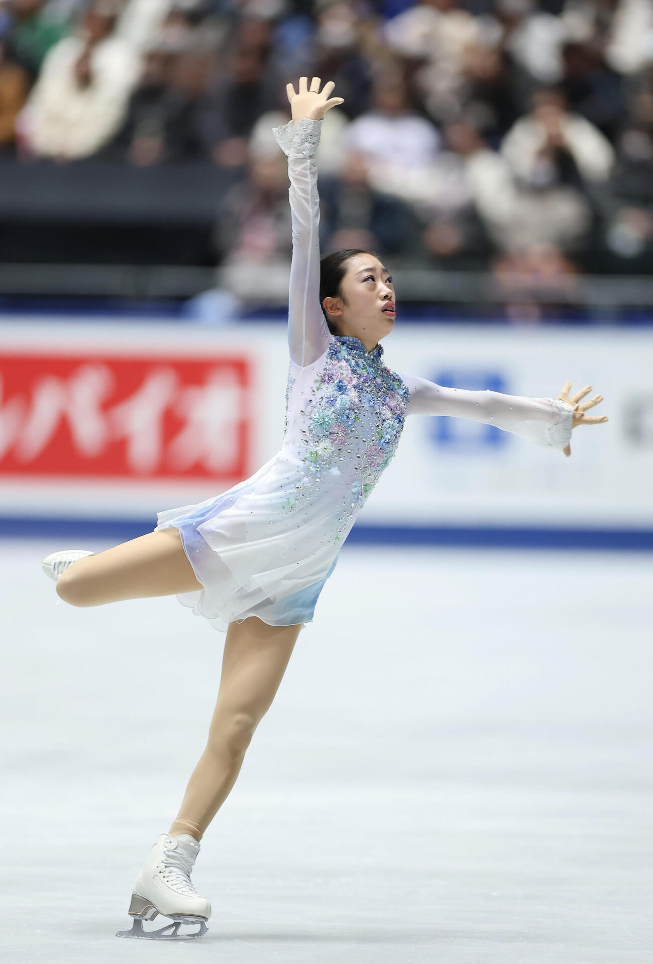 25年12月、全日本女子フリーで演技する岡田芽依