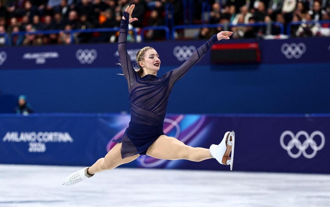 女子フリーで演技するアンバー・グレン（ロイター）