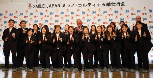 スマイルジャパンと監督、コーチ（2026年1月撮影）