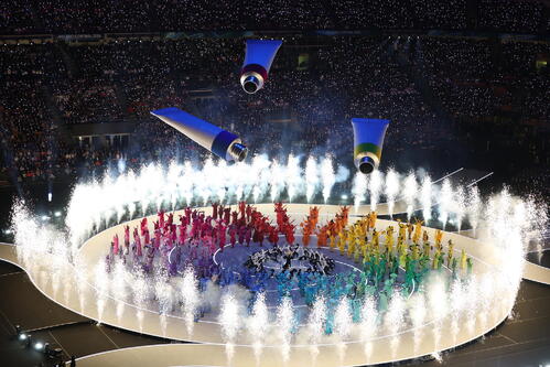 ミラノ・コルティナ冬季五輪の開会式が行われるジュゼッペ・メアッツァ競技場（サンシーロ）（撮影・前田充）