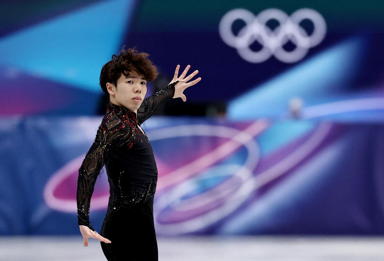 フィギュアスケート男子フリー　演技する佐藤駿（ロイター）