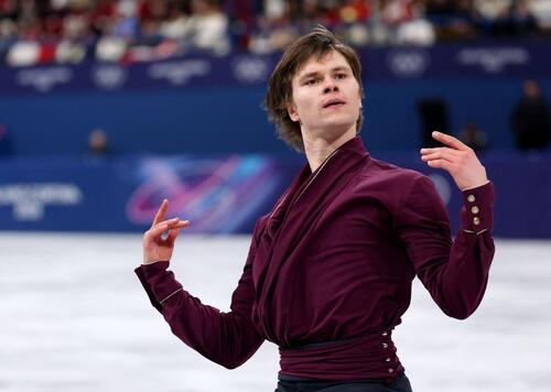 フィギュアスケート男子フリー　演技するデニス・バシリエフス（ロイター）