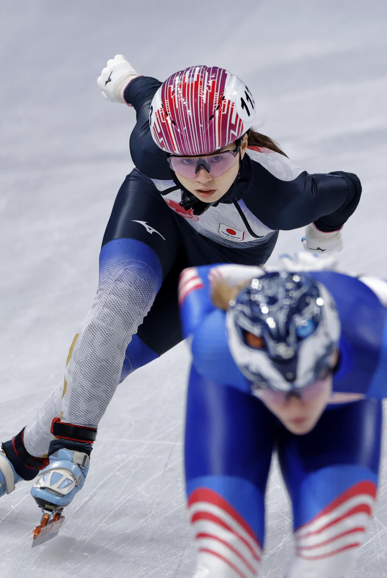 ショートトラック女子1500ｍ　予選を通過した長森遥南（共同）