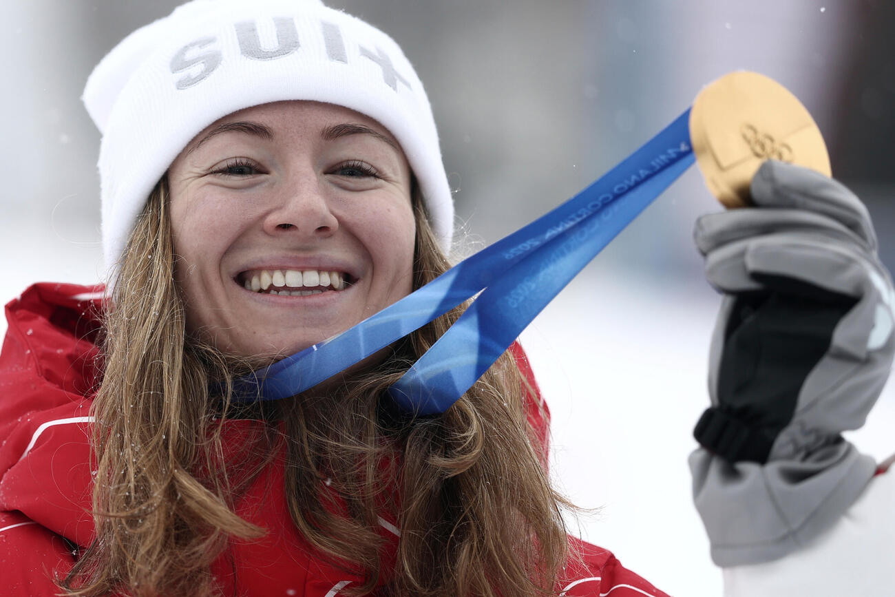 山岳スキー女子決勝で金メダルを獲得したスイスのマリアンヌ・ファトン(AP)