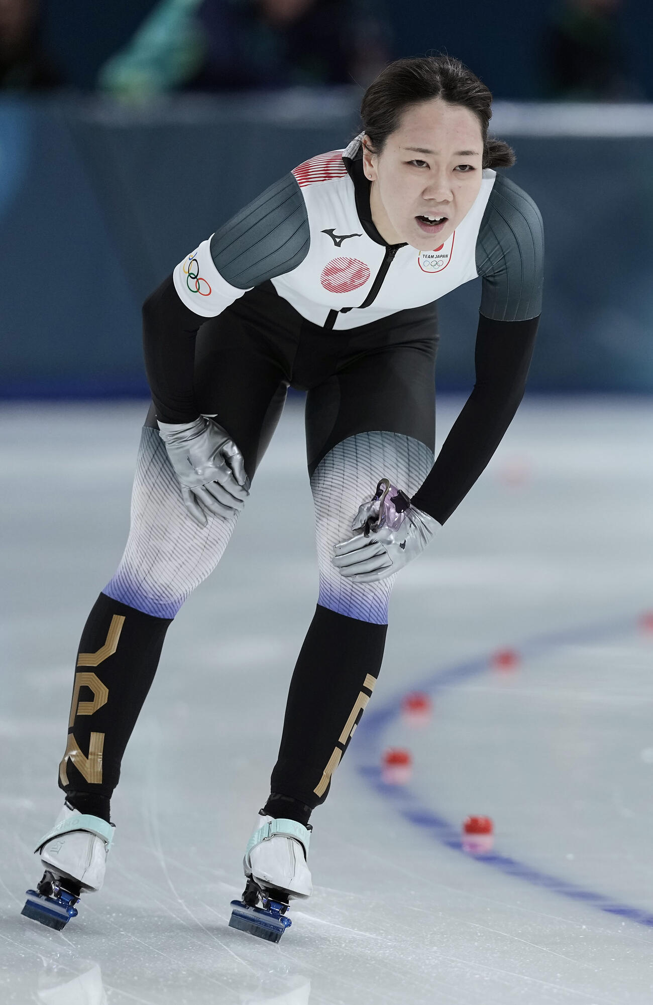 女子1000メートルの滑走を終えた吉田（撮影・前田充）