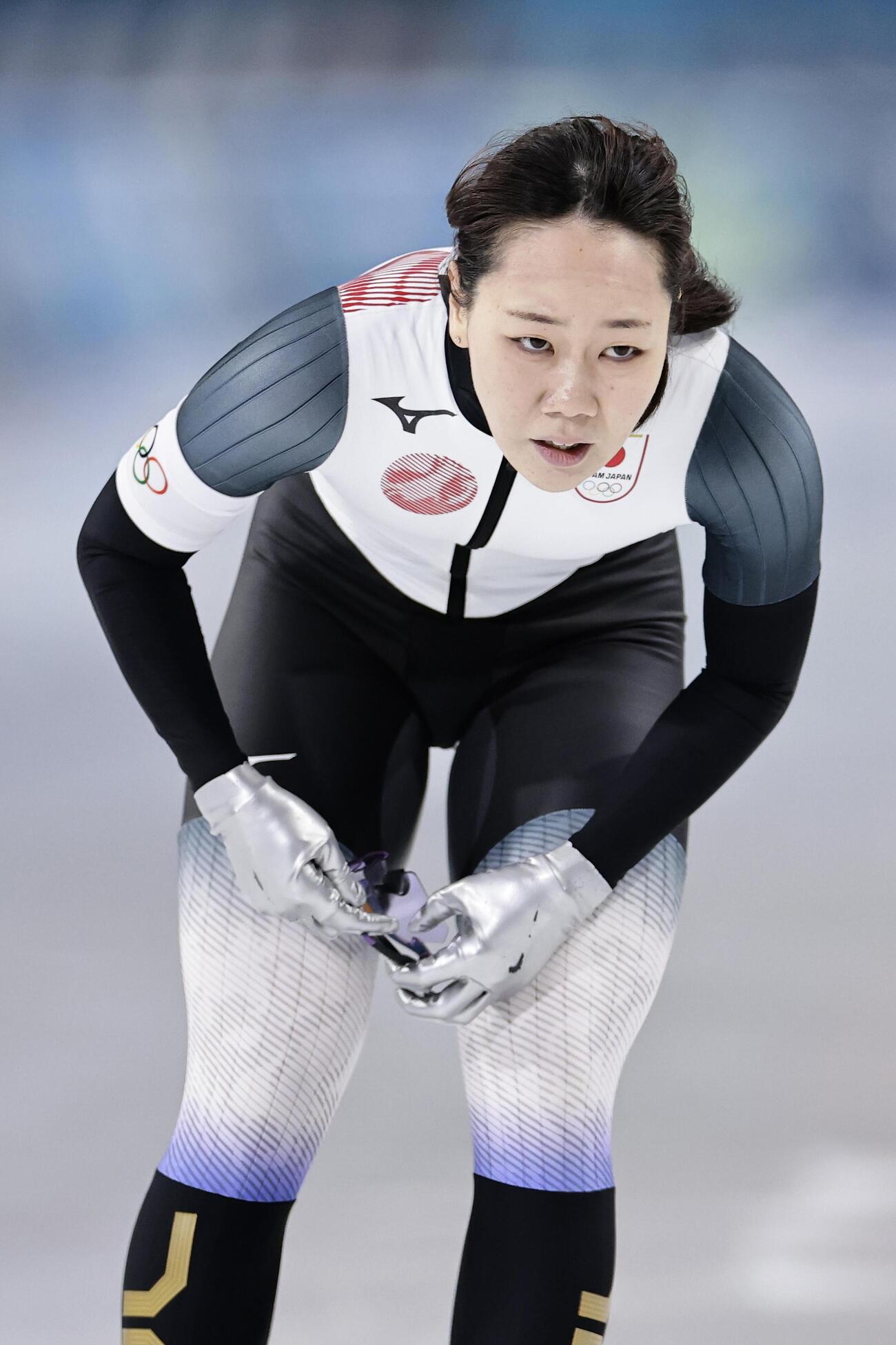 女子1000 メートル 　レースを終えた吉田雪乃＝ミラノ（共同）