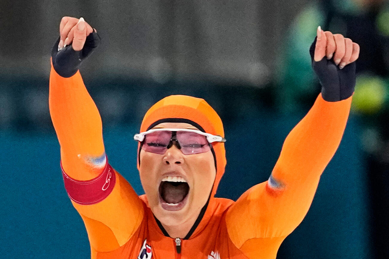 スピードスケート女子1000ｍ　優勝したユタ・レールダム（オランダ）（AP）