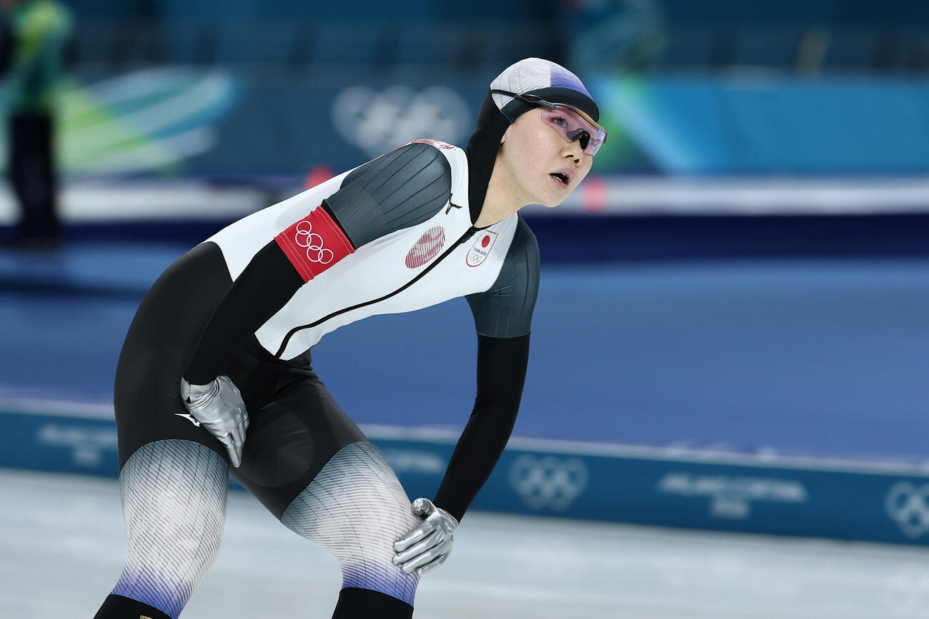 女子500メートルで滑走を終えた吉田（撮影・前田充）