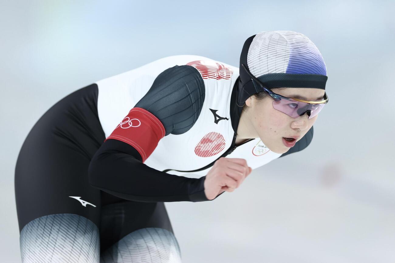 女子1500メートルで滑走する堀川（撮影・前田充）