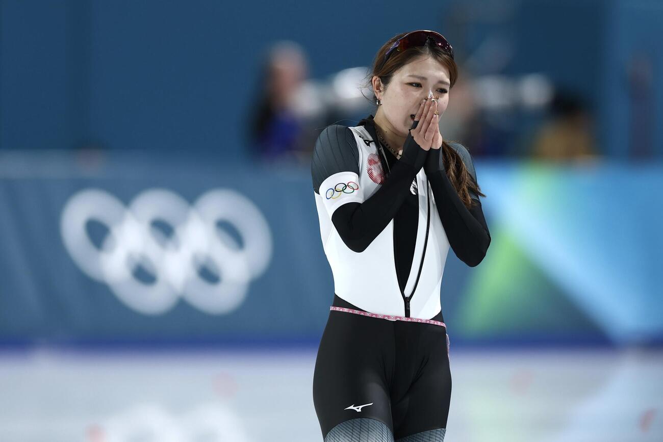 女子1500メートルの滑走を終えた佐藤（撮影・前田充）