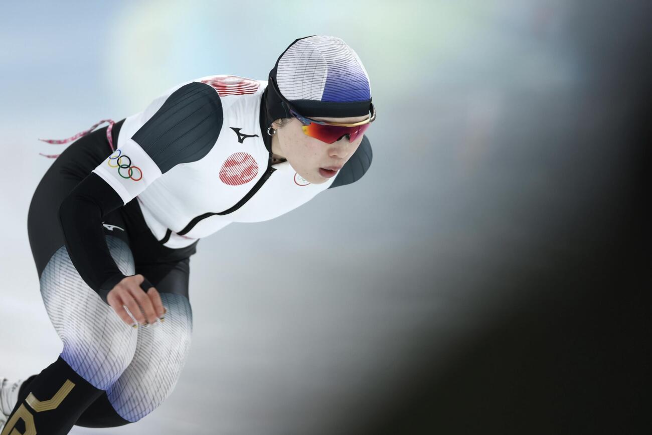 女子1500メートルで滑走する佐藤（撮影・前田充）＝2026年2月20日（現地時間）