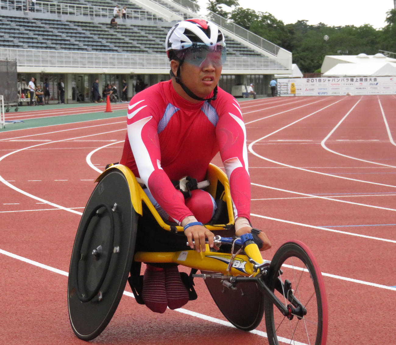 2018年のジャパンパラ陸上、男子1500メートルで優勝した佐藤友祈