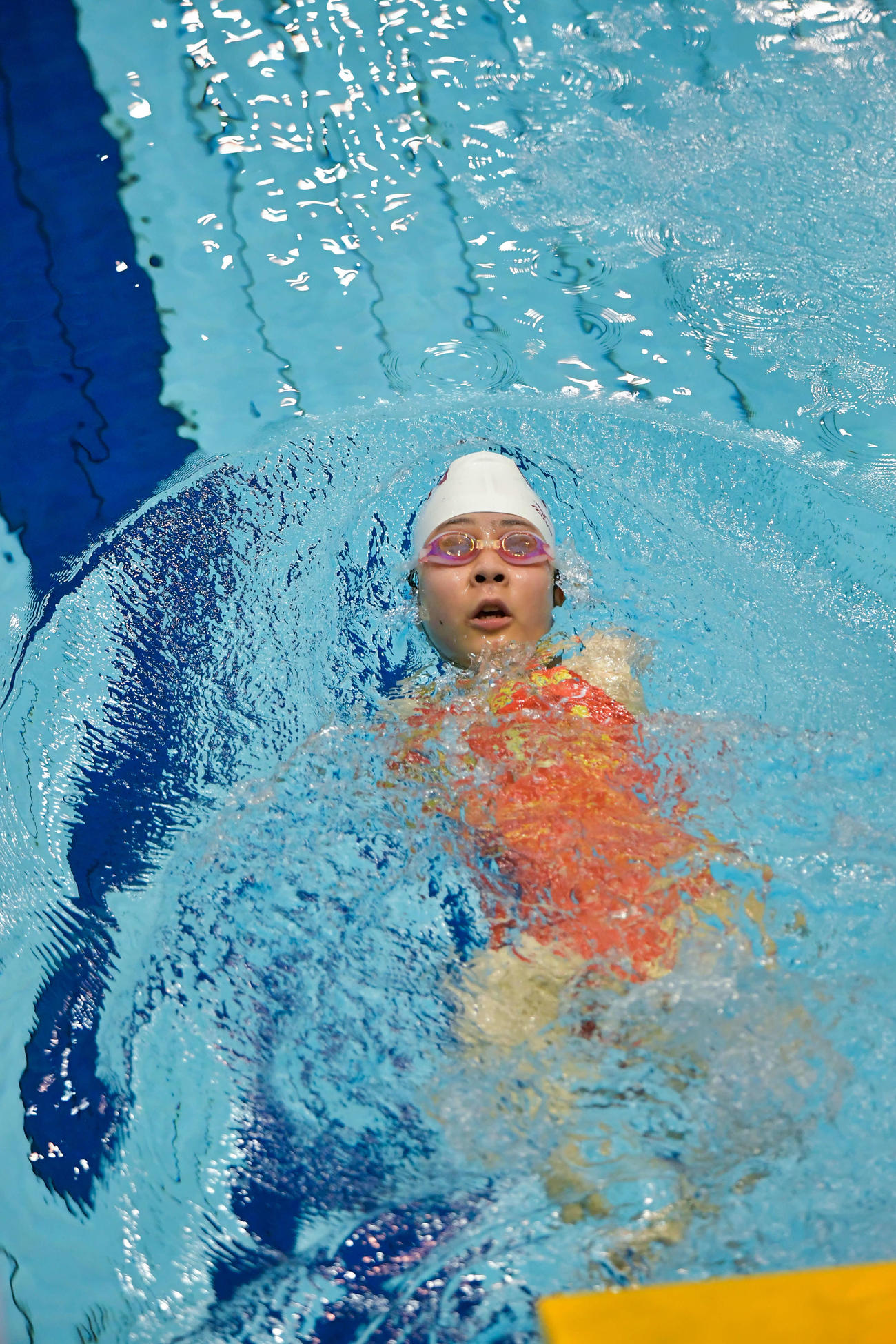 女子50メートル背泳ぎ（運動機能障がいS2）の山田美幸（提供＝日本身体障がい者水泳連盟）