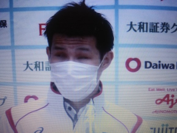 日本パラ競泳選手権　男子100メートルバタフライ（視覚障がいS11）を制し、会見する木村敬一