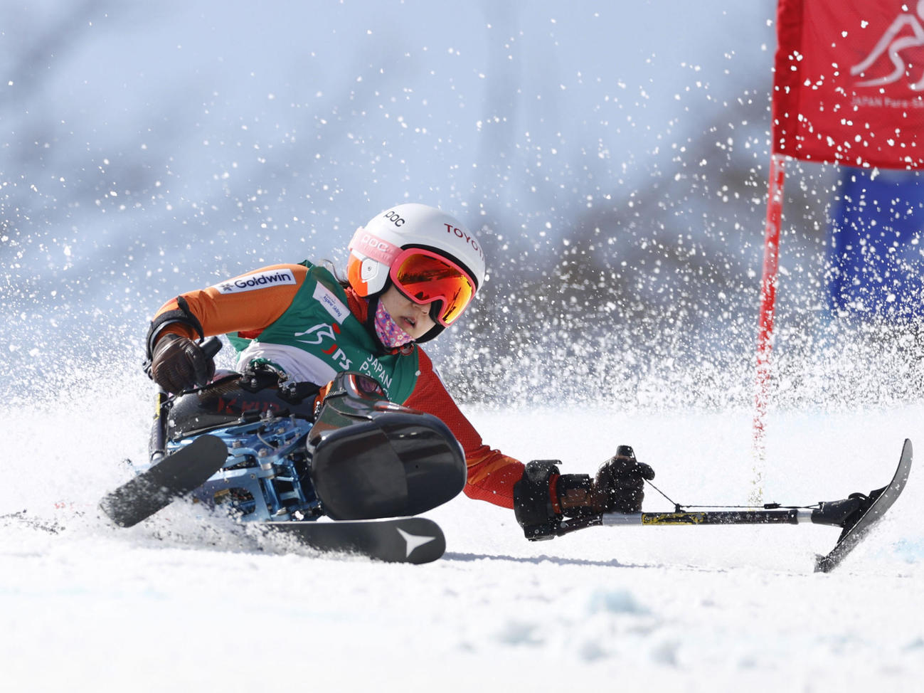 スーパー大回転女子座位の第1戦　優勝した村岡桃佳（共同）
