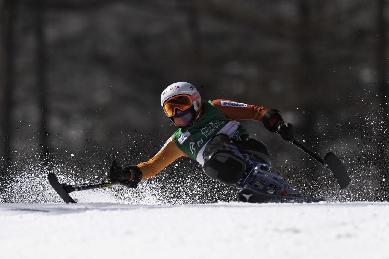 女子座位の大回転を制した村岡桃佳（写真＝堀切功／日本障害者スキー連盟）