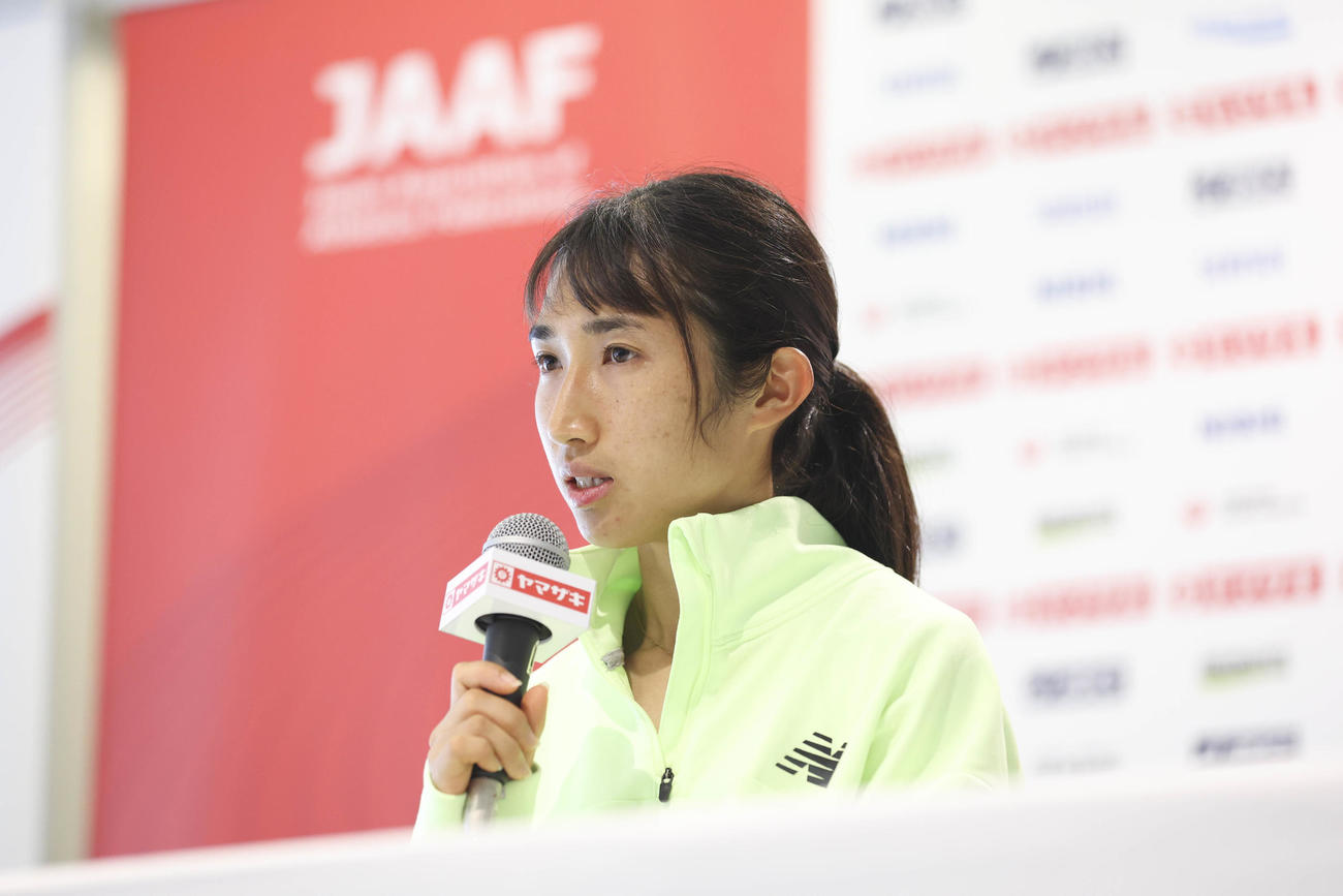 陸上日本選手権の前日会見に出席した女子中長距離の田中（提供写真：フォート・キシモト／日本陸上競技連盟）