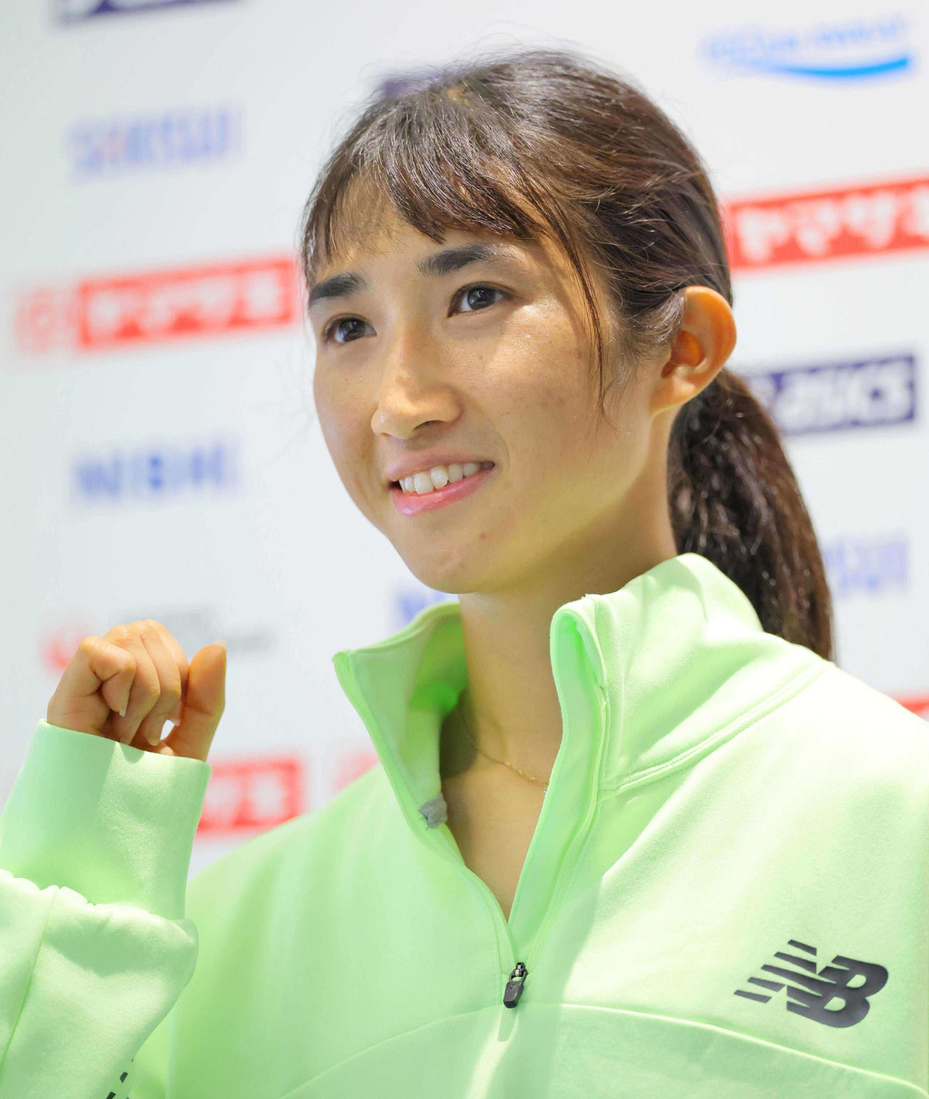 日本陸上競技選手権大会へ向けて意気込みを語った田中（代表撮影）