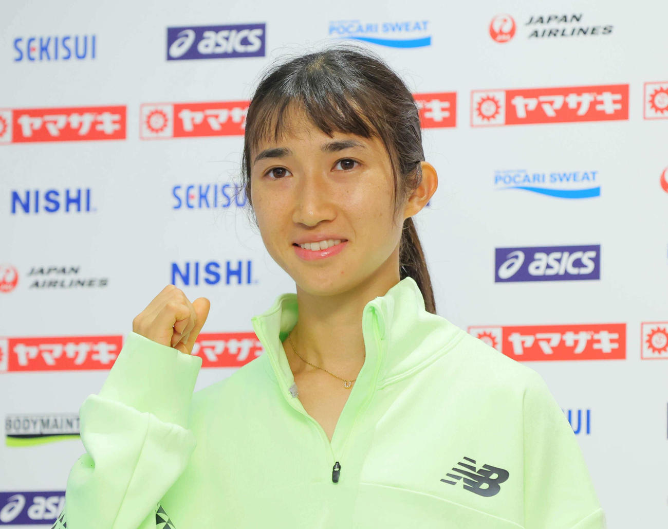 日本陸上競技選手権大会へ向けて意気込みを語った田中（代表撮影）