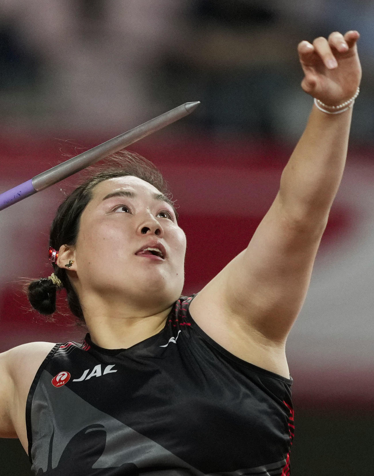 女子やり投げ　62メートル87で優勝した北口榛花（共同）