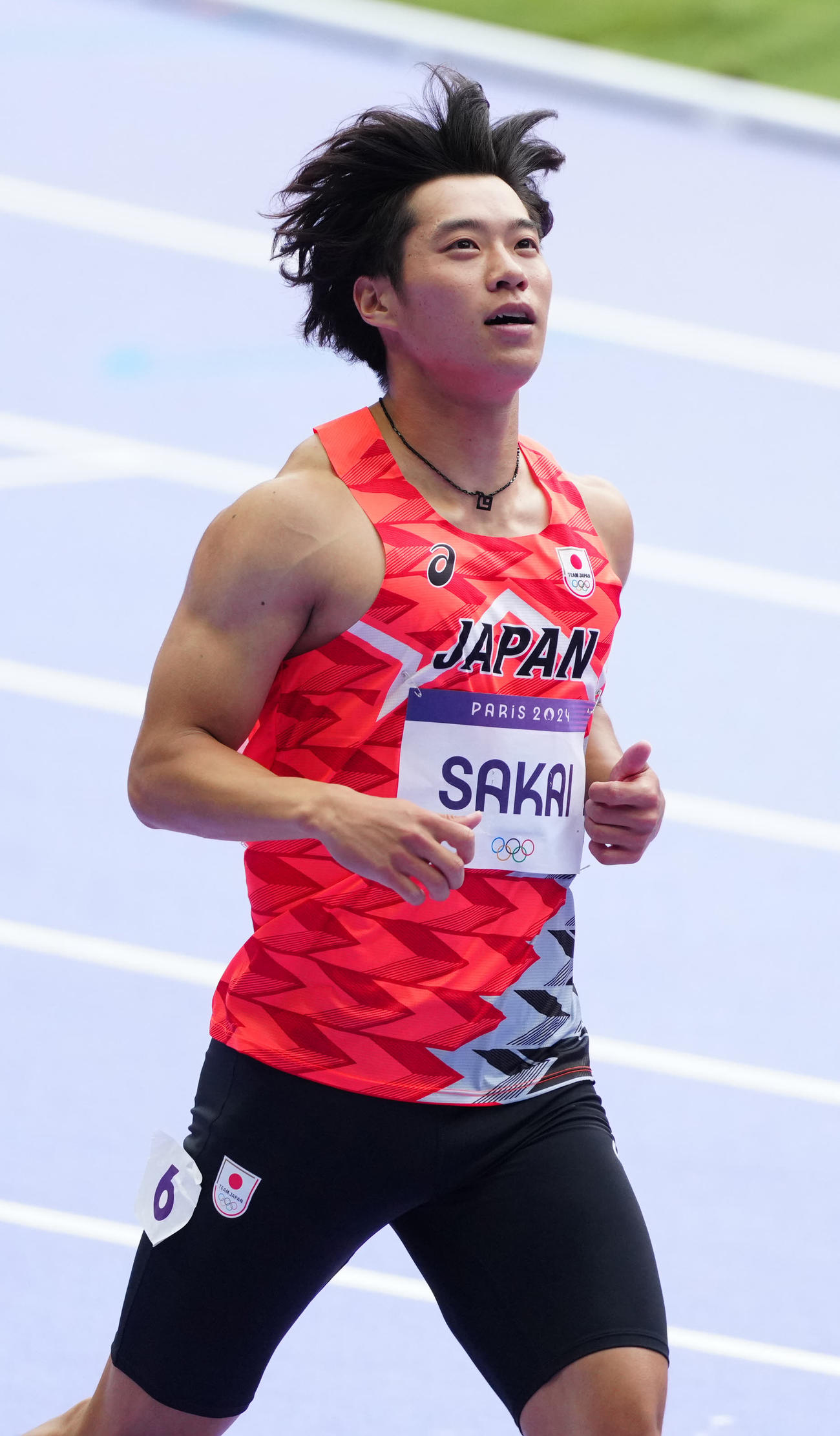 男子100メートル予選7組で5着となった坂井（撮影・江口和貴）