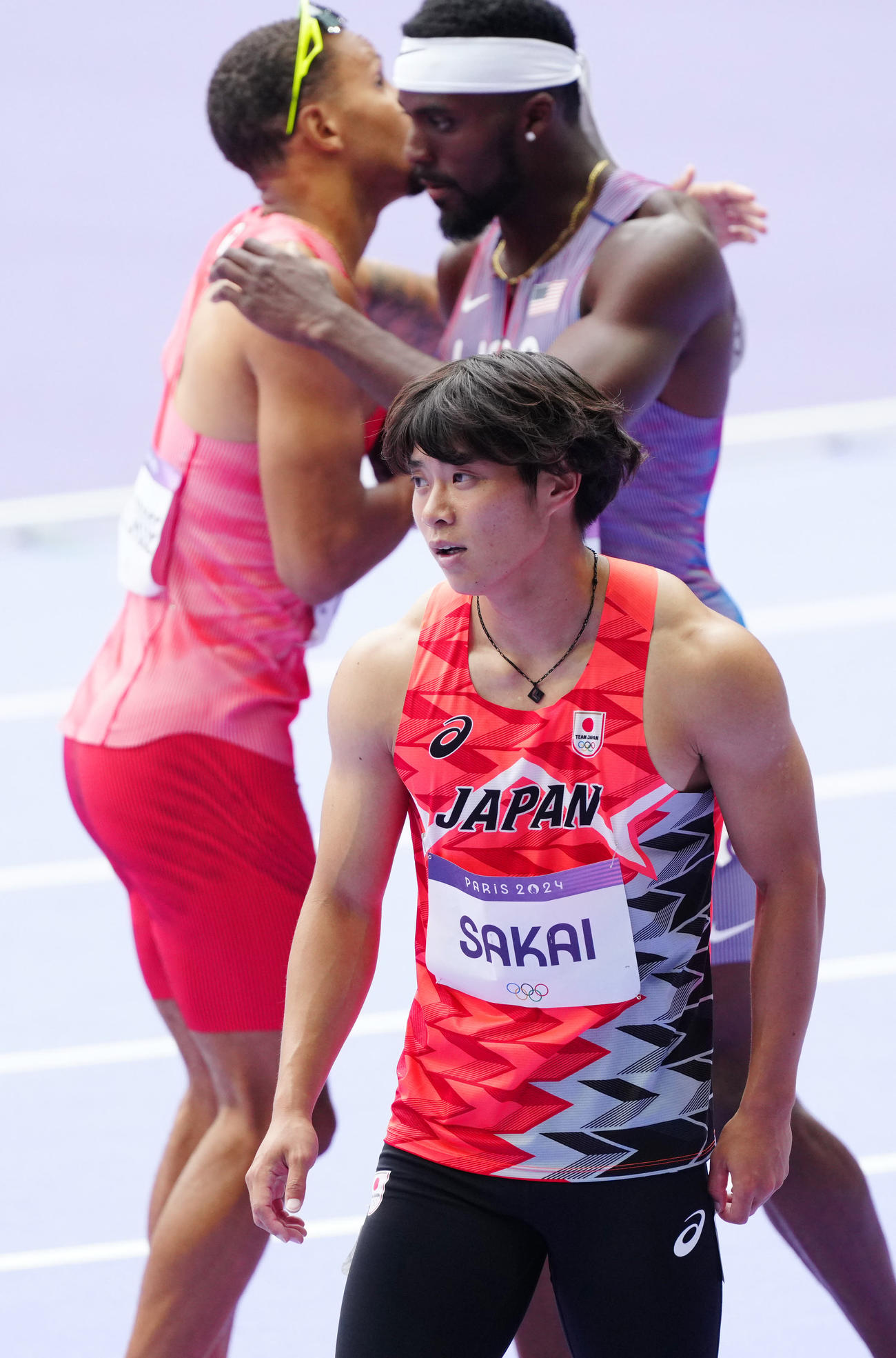 男子100メートル予選7組で5着となった坂井（撮影・江口和貴）