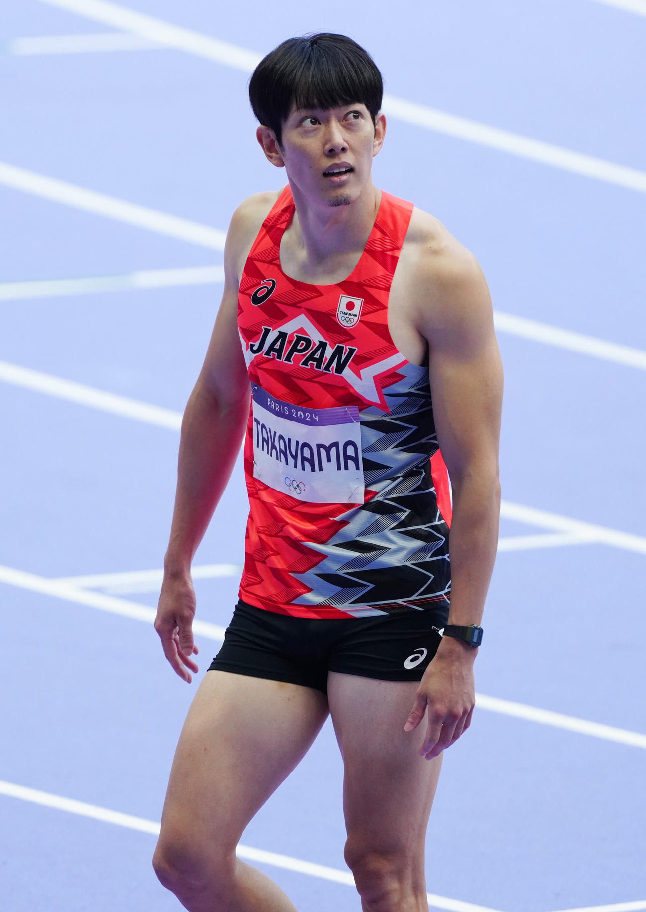 パリ五輪陸上の男子110メートル障害予選5組で4着となった高山（撮影・江口和貴）