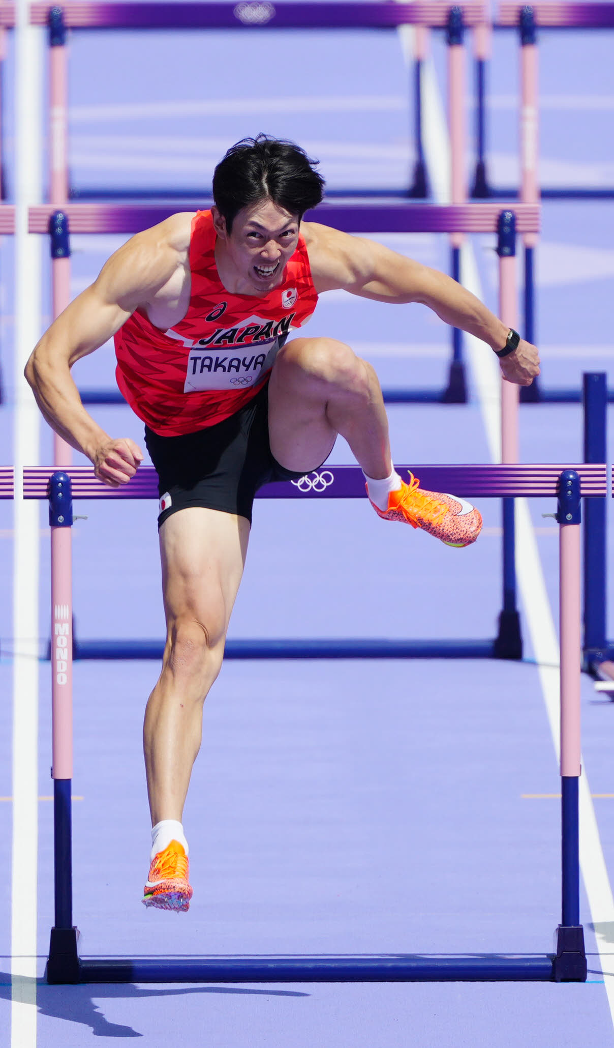 パリ五輪陸上の男子110メートル障害予選5組で4着となった高山（撮影・江口和貴）