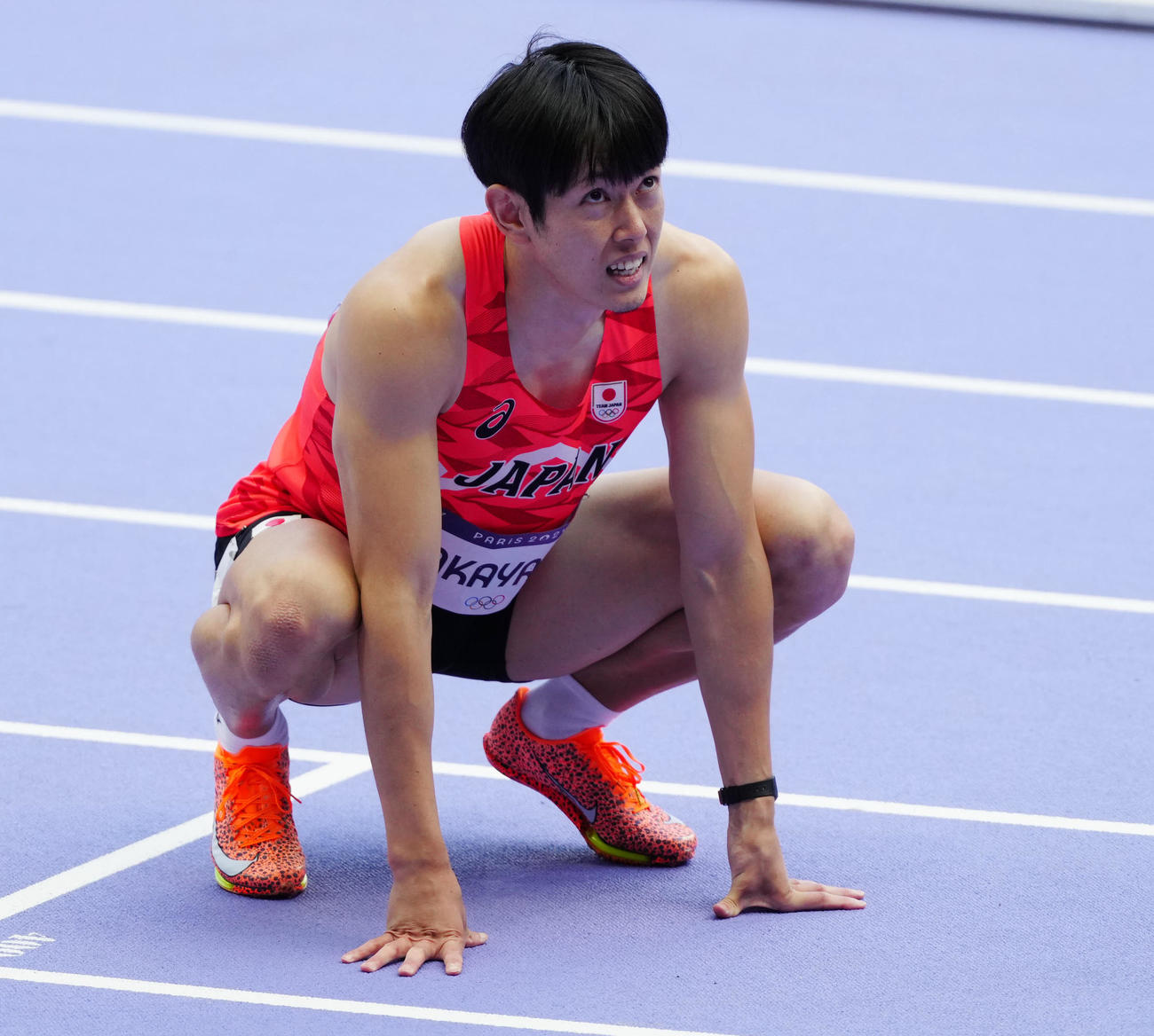 パリ五輪陸上の男子110メートル障害予選5組で4着となった高山（撮影・江口和貴）