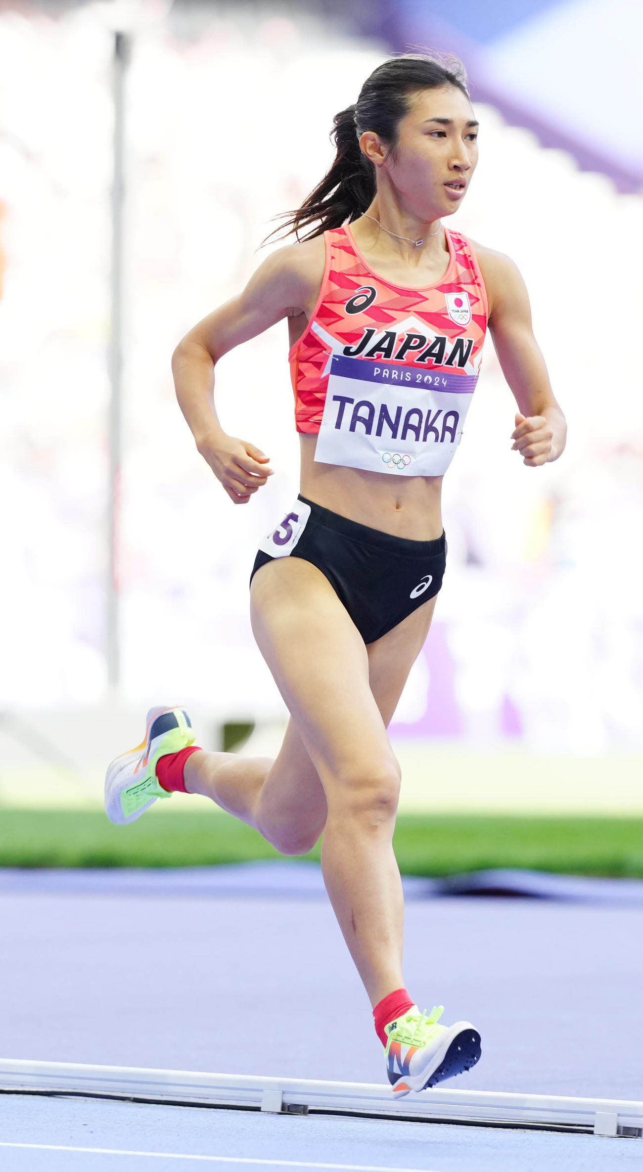 陸上の女子1500メートル予選に臨む田中（撮影・江口和貴）