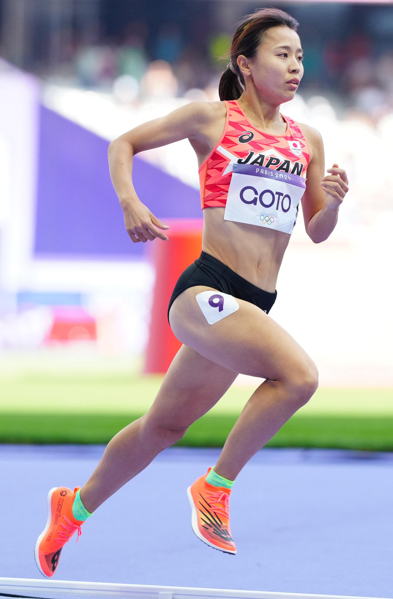 陸上の女子1500メートル予選に臨む後藤（撮影・江口和貴）