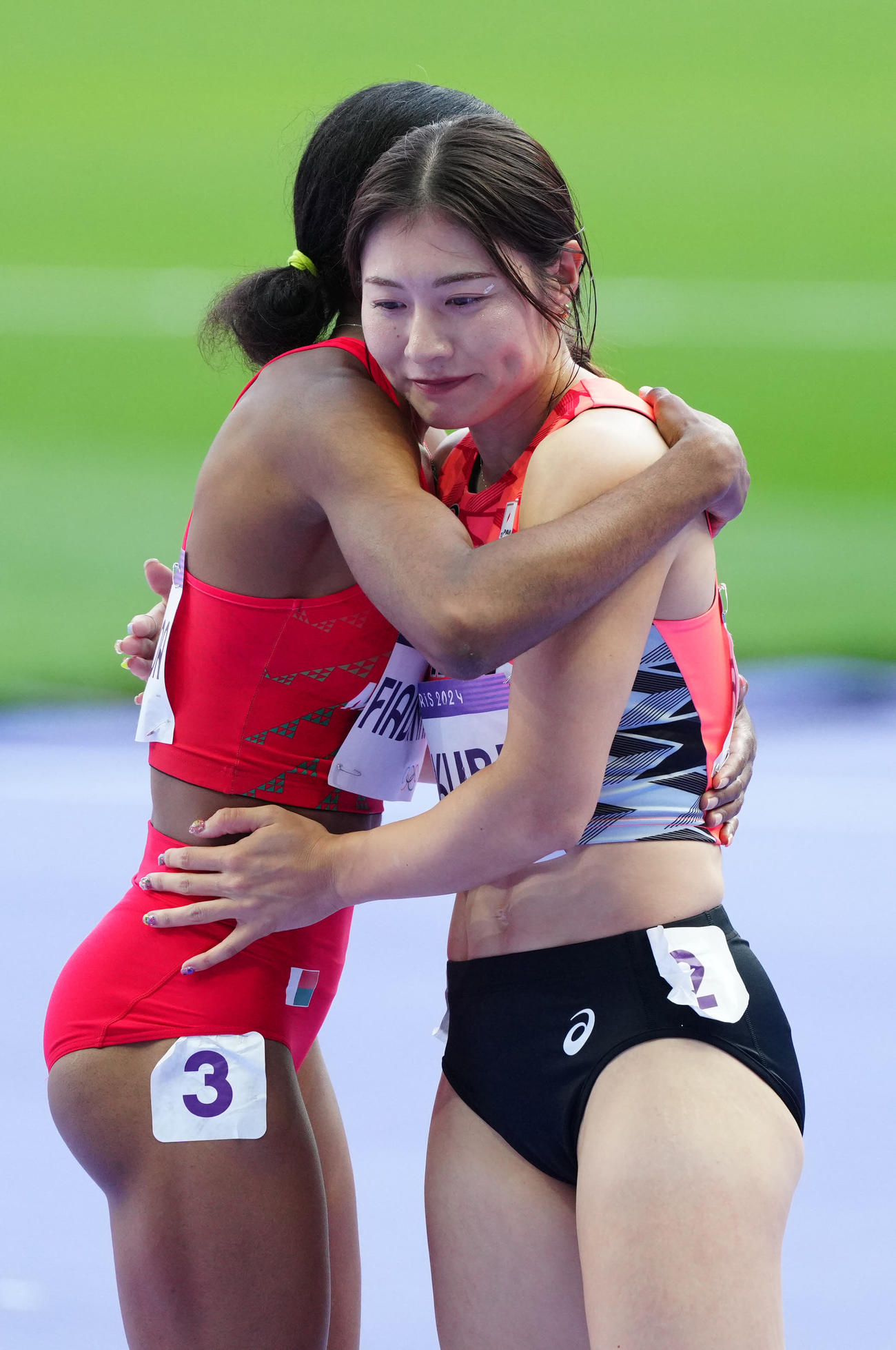 陸上の女子100メートル障害予選1組で4着となった福部（撮影・江口和貴）