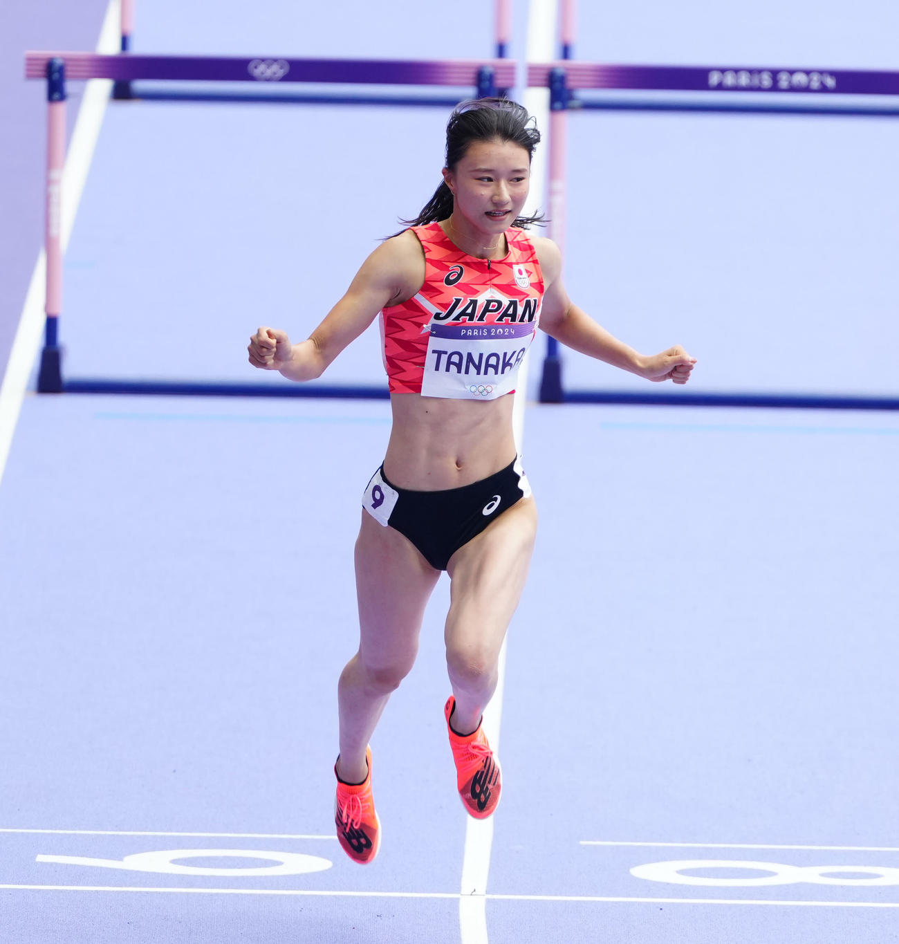 女子100メートル障害準決勝1組で7着となった田中佑（撮影・江口和貴）