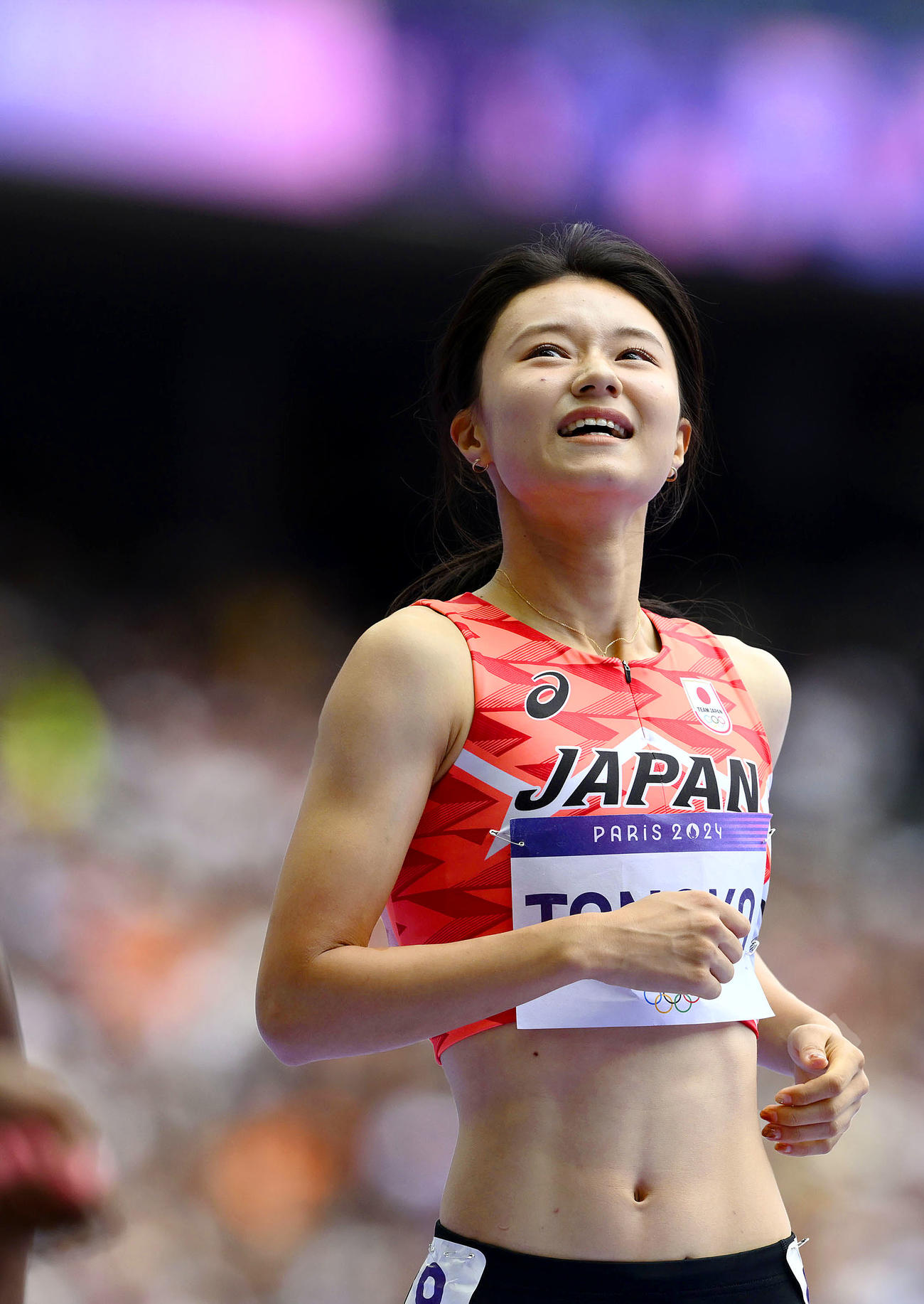 女子100メートル障害準決勝を終えた田中佑美。1組7着で敗退した＝パリ郊外（共同）
