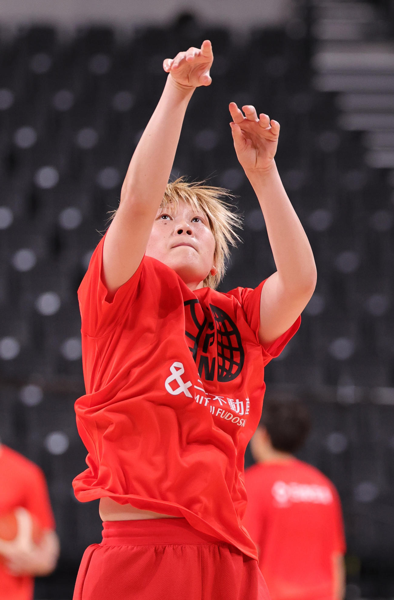 バスケットボール女子日本代表の公開練習でシュートを放つ高田（撮影・野上伸悟）