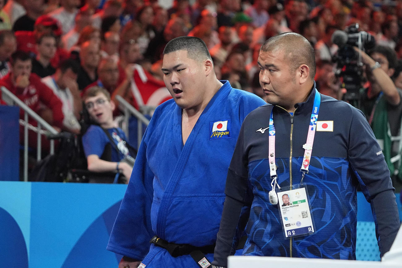 柔道男子100キロ超級準々決勝　アンディ・グランダを破り準決勝進出を決めた斉藤（撮影・パオロ　ヌッチ）