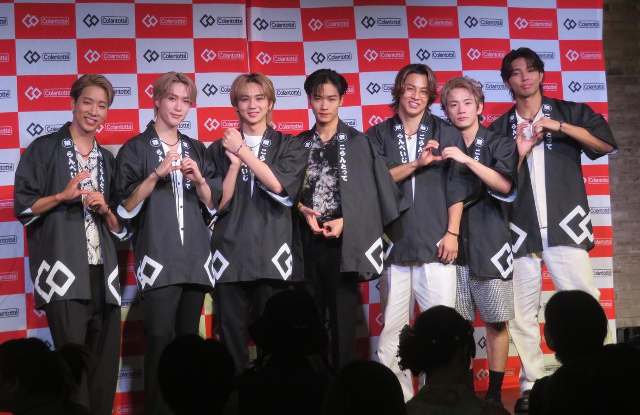 「THE RAMPAGE夏祭り」に出席した、左から陣、藤原樹、吉野北人、川村壱馬、RIKU、浦川翔平、武知海青