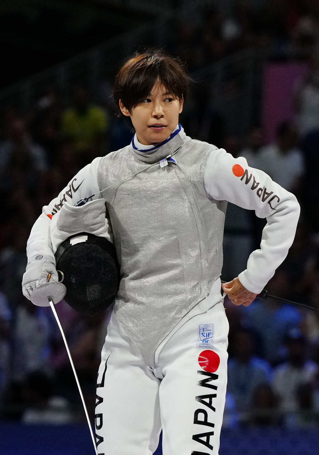 フェンシング女子フルーレ団体　カナダとの3位決定戦に臨む宮脇（2024年8月1日撮影）