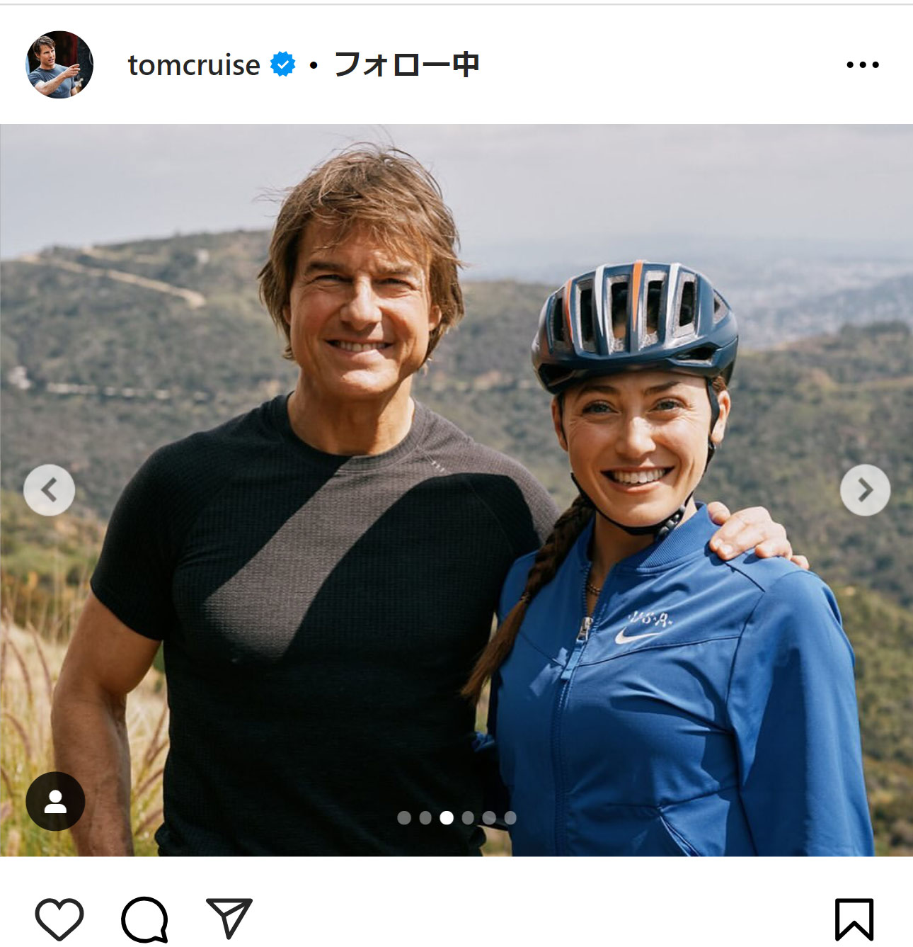 トム・クルーズのインスタグラムから
