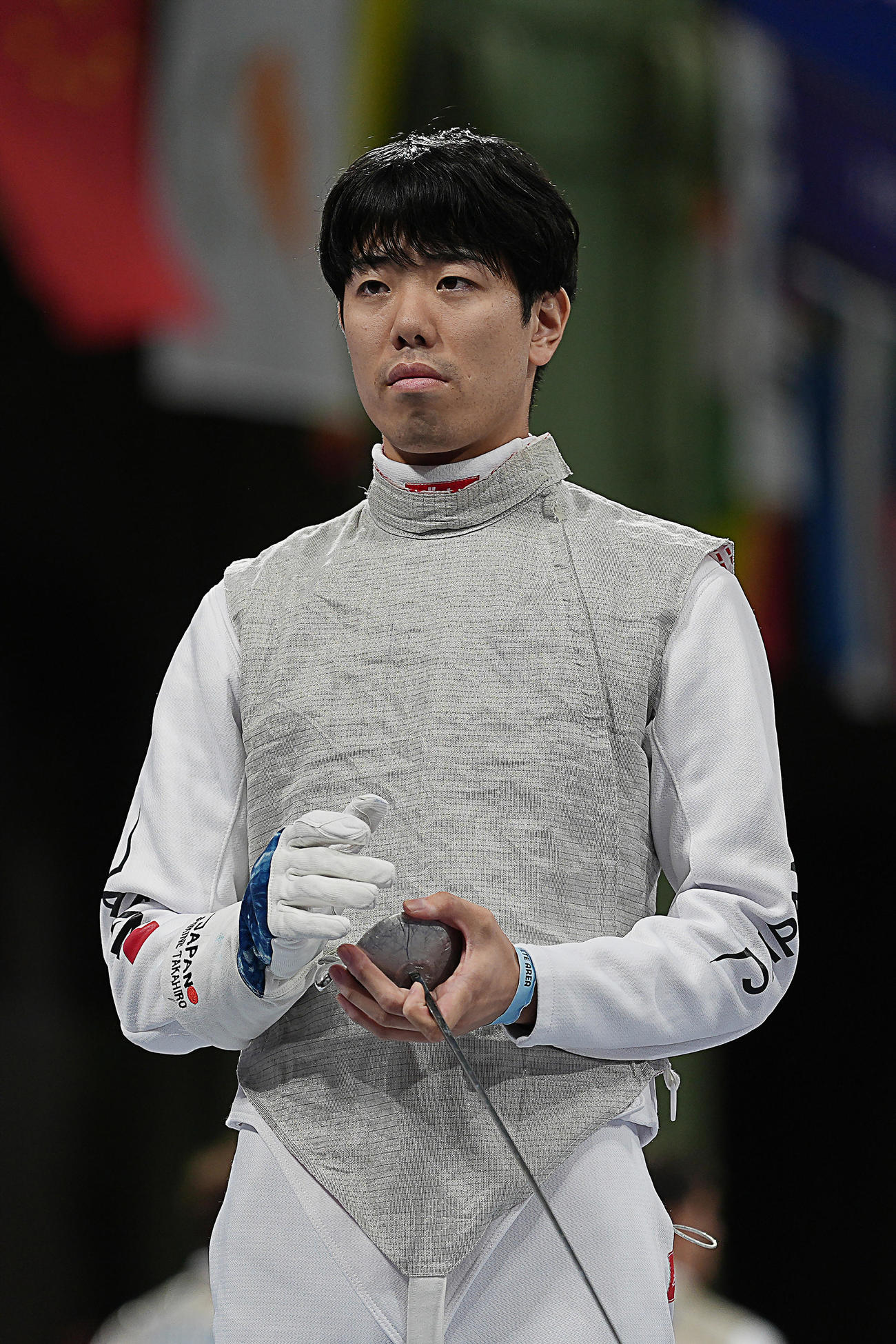 フェンシング男子フルーレ団体1回戦　日本対カナダ　試合に臨む敷根（撮影・パオロ　ヌッチ）