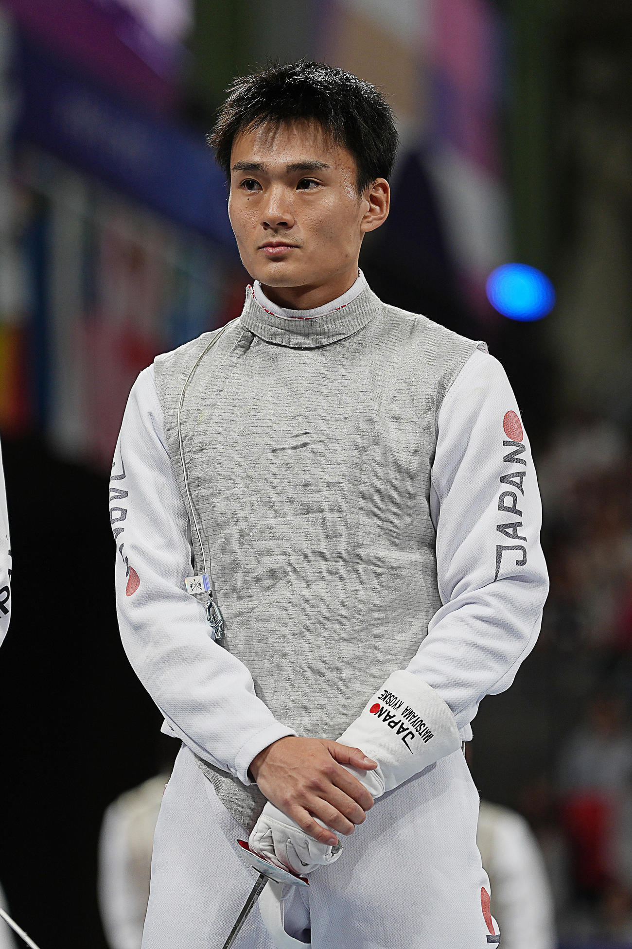 フェンシング男子フルーレ団体1回戦　日本対カナダ　試合に臨む松山（撮影・パオロ　ヌッチ）