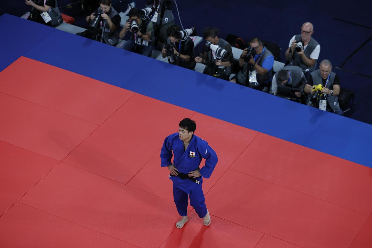 準々決勝でスペインのガリゴスに敗れた男子60 キロ 級の永山竜樹（共同）